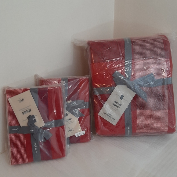 West Elm Other - *West Elm Modern Plaid King Duvet Cover & 2 Euro Shams